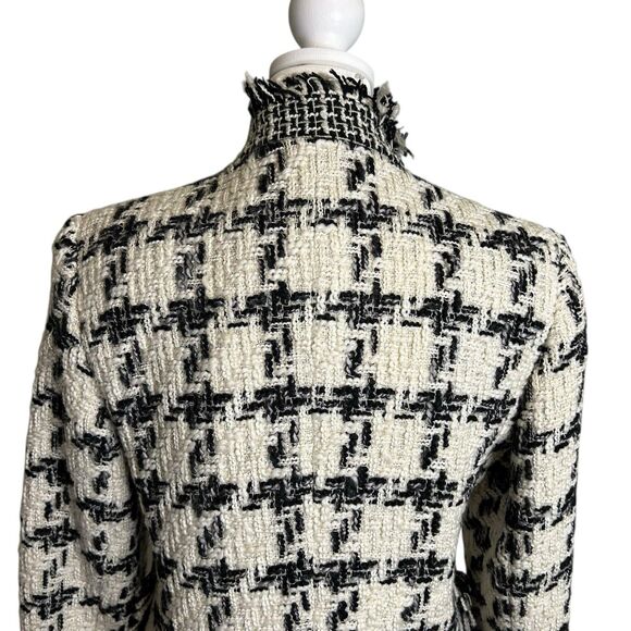 Vintage Harve Benard Holtzman Wool Blend Blazer Black White Zip Front Size 6P - Picture 7 of 13